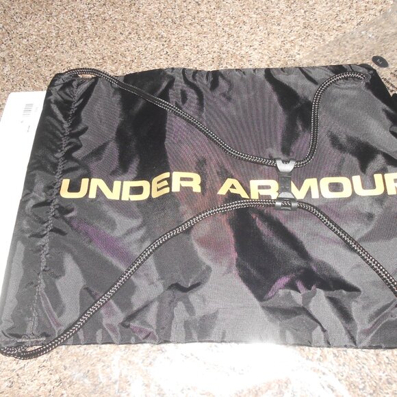 NEW UNISEX UNDER ARMOUR BLACK & GOLD DRAWSTRING TOTE BACKPACK SACKPACK π 17"L - Picture 9 of 9